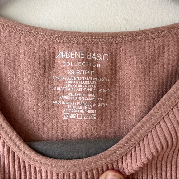 Ardene basic ribbed cropped tank top xs/small mauve pink recycled nylon blend - Picture 3 of 7